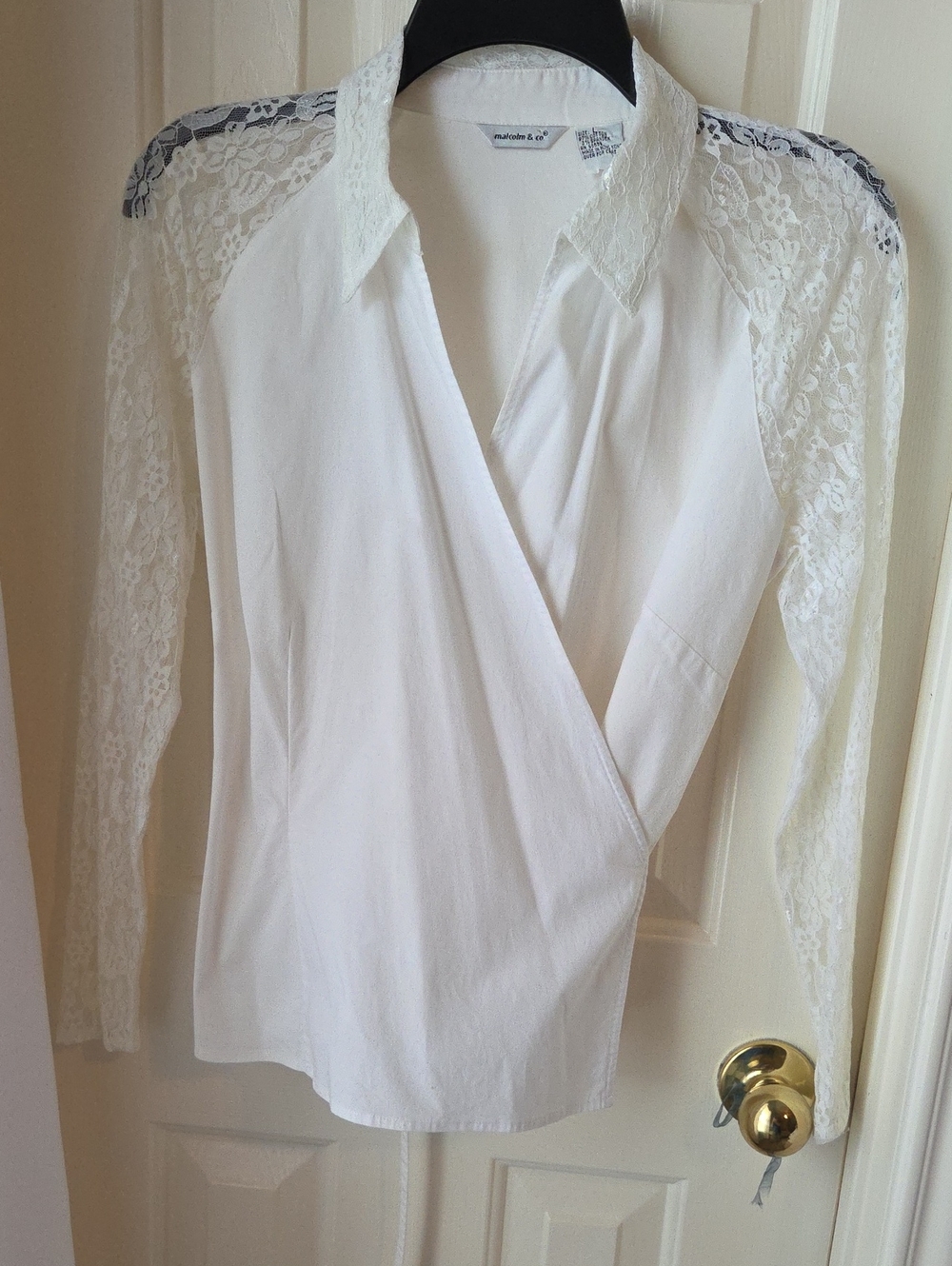 White Lace Sleeve Wrap Blouse